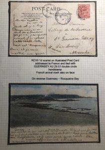 1907 Guernsey Channel Island Picture Postcard Cover To Manche France Rocquaine