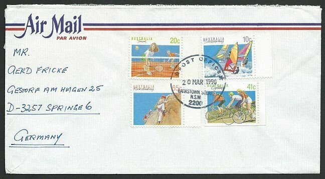 AUSTRALIA 1990 cover to Germany - nice franking - .........................47312