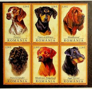 ROMANIA Sc 4756 NH BLOCK OF 6 OF 2005 - DOGS