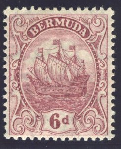 Bermuda 1910 'Caravel' 6d pale claret MLH. SG 50a. Sc 47.