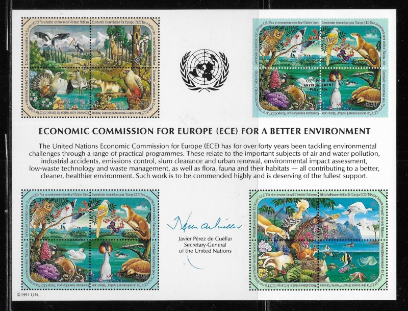 United Nations Souvenir Card Scott SC39 ECE Mint, NY FD, Geneva FD, Vienna FD