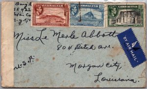 SCHALLSTAMPS - GIBRALTAR 1943 POSTAL HISTORY WWII CENSORED COVER ADDR USA