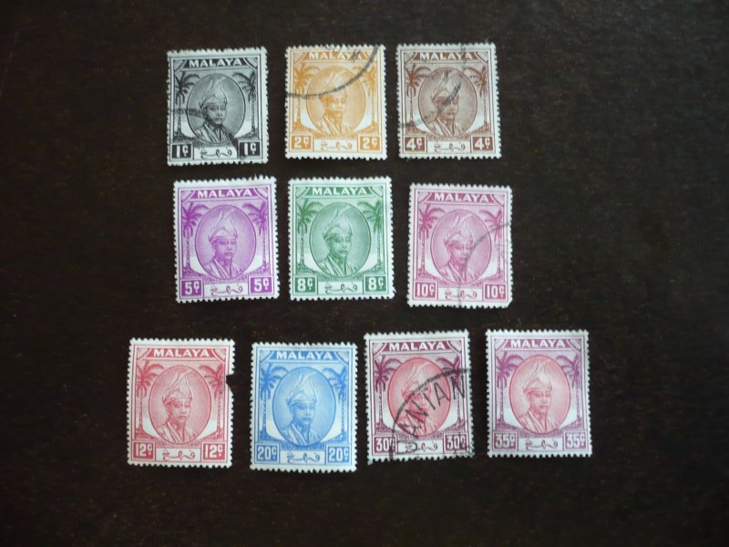 Stamps - Malaya Pahang- Scott#50,51,53,56,65-70-M Hinged & Used Set of 10 Stamps