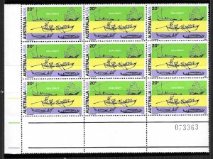 1971 Australia 495 20¢ Australia-Asia Congress MNH block of 9 with plate number