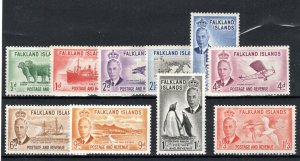 Falkland Islands 1952 values to 1s 3d SG 172-81 MH