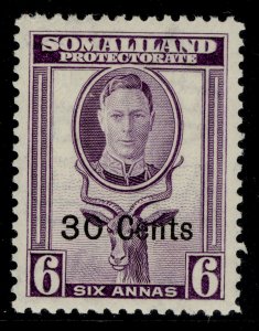 SOMALILAND PROTECTORATE GVI SG129, 30c on 6a violet, M MINT.