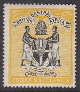 SG 27 British Central Africa 1895. 3/- black & yellow. A fine fresh very...