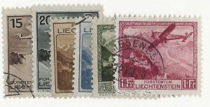 Liechtenstein Sc #C1-C6   set of 6 airmails used VF