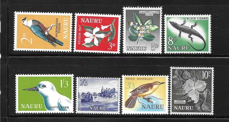 Nauru 1963-65 Definitive Birds Flowers Sc 49-56 MNH A2999