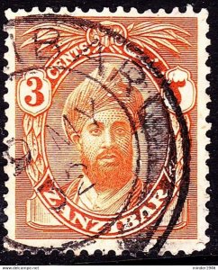 ZANZIBAR 1936 3c Yellow-Orange SG300 used