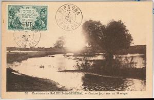 SENEGAL -  POSTAL HISTORY:  COLONIAL EXPO stamp on POSTCARD: BIGNONA  1934