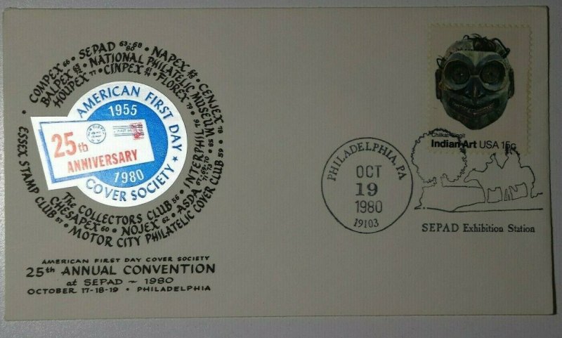 American FDC 25th Anniv SEPAD Phiadelphia PA 1980 Philatelic Expo Cachet Cover 