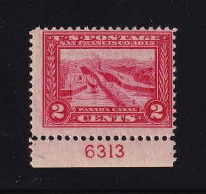 1913 Panama-Pacific Sc 398 MNH OG plate number single, Hebert CV $130 as NH (1G