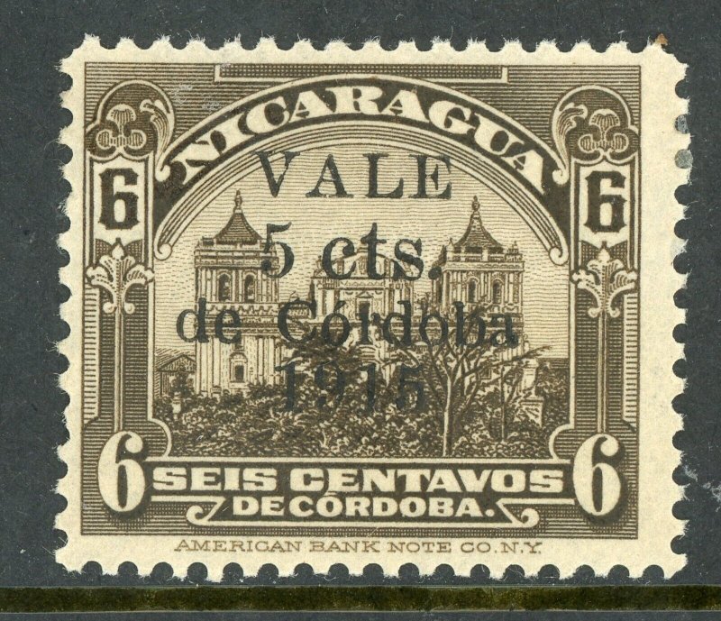 Nicaragua 1918 Cathedral Provisional 5¢/6¢ Scott 361 Mint O664 