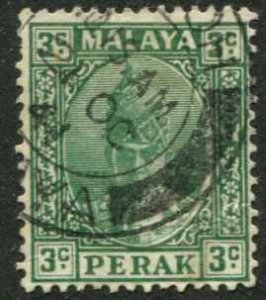 Malaya Perak SC# 85b  Sultan Iskandar 3c wmk 4 Used