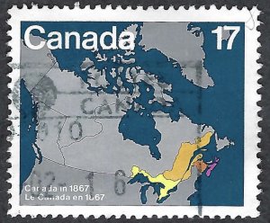 Canada #890 17¢ 1867 Map of Canada (1981). Used.