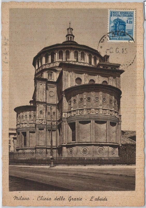 57343 -  ITALY RSI - POSTAL HISTORY: MAXIMUM CARD 1945 - ARCHITECTURE