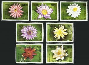 Cambodia 954-960,961,MNH.Michel 1032-1038,Bl.166. Water Lilies 1989.