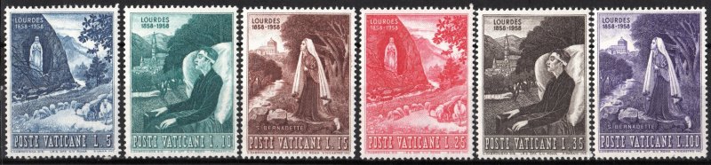 Vatican City SC#233-238 1st Apparition of the Virgin Mary in Lourde (1958) MNH