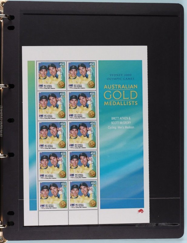 AUSTRALIA 2000 Sydney Olympics PO Album with set of Gold Medallists sheetlets.