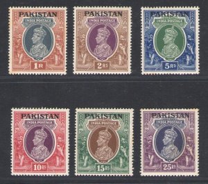 1947 PAKISTAN - Stanley Gibbons n. 14/19 High values, George VI - MH*