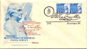 US SPECIAL EVENT CACHETED COVER BICENTENNIAL OF AMERICA'S POSTAL SERVICE 1975