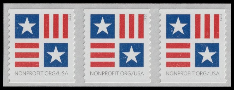 US 5756A Patriotic Block Nonprofit Org 5c coil strip 3 MNH 2023