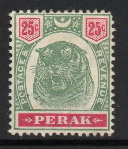 MALAYA PERAK SG73 1897 25c GREEN & CARMINE MTD MINT