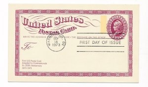 D83019 United States First Postal Card Anniv. 1873-1973 Postal Stationery USA FD