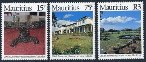 Mauritius 473-475, MNH. Michel 467-469. Chateau Le Reduit, 1978. Table, Garden.