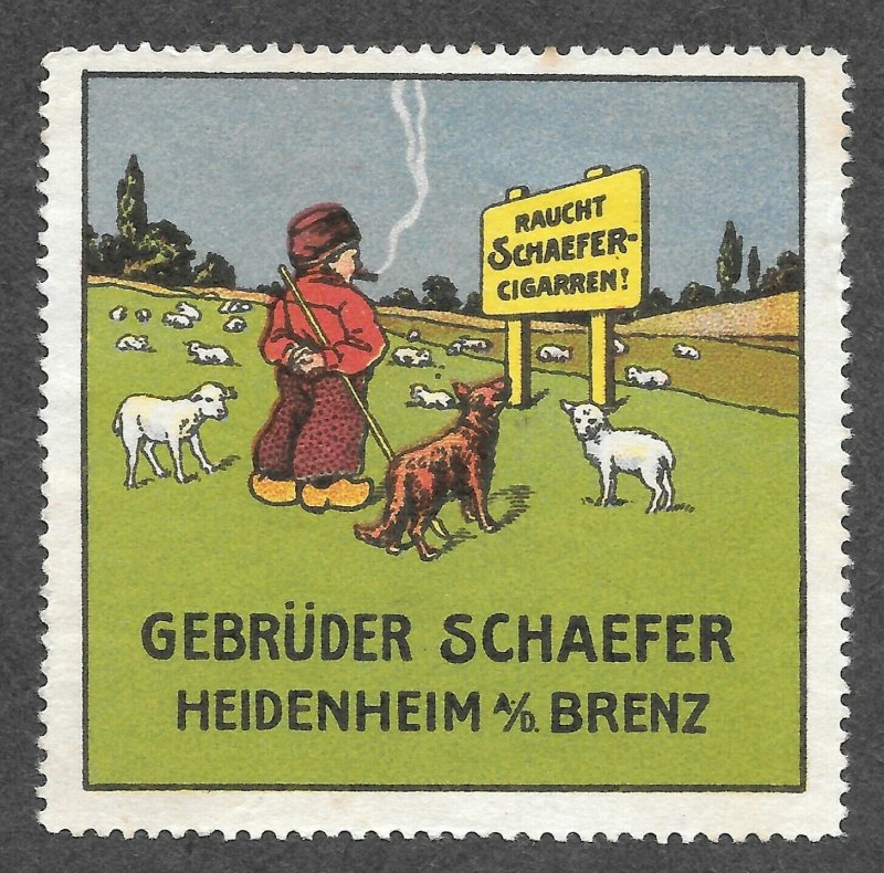 German poster stamp, cinderella stamp, Cigars, Shepard