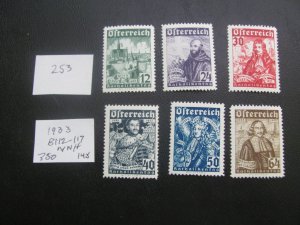AUSTRIA 1933 MNH SC B112-B117  SET XF $350 (253)