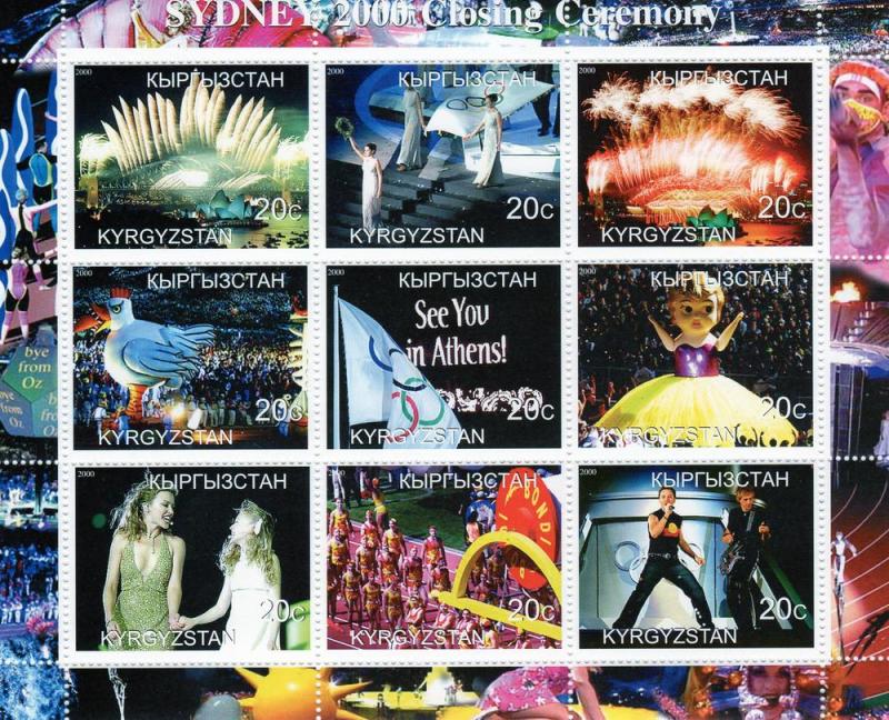 Kyrgyzstan 2000 Sydney Olympics Closing Ceremony/Kylie Minogue Sheetlet (9) MNH