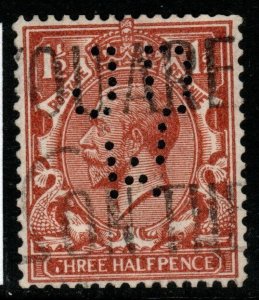 GB SGN35(2)var 1924 1½d DEEP RED-BROWN BROKEN T PERFIN JDW FINE USED