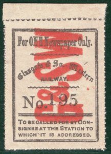 GB Scotland G&SWR RAILWAY One Newspaper Stamp *G&SW* Overprint Mint MM WHB25