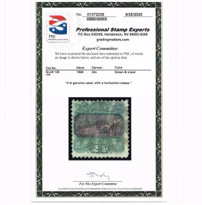 GENUINE SCOTT #120 F-VF USED 1869 PSE CERT NBNC PRINTING CLEAR G-GRILL #17712