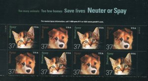 3670 - 3671 Spay or Neuter Pets Plate Block of 8 37¢ Stamps With Header MNH