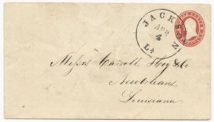 US Star Die Cover Used in CSA Jackson, MS April 4 (1861) VF