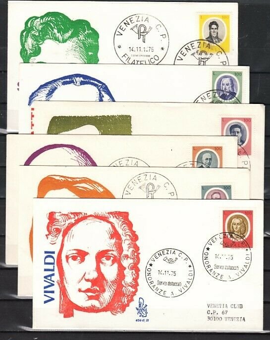 Italy, Scott cat. 1204-1209. Composers & Musicians issue. 6 First day covers. ^