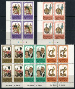 Grenada #788-92* NH Blocks of 4  CV $5.60 Queen Elizabeth Silver Jubilee