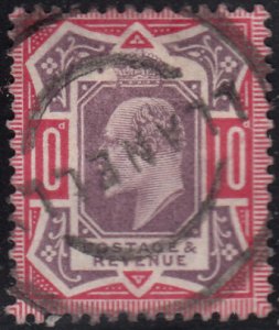 Great Britain 1902-11 used Sc 137 10p Edward VII Cancel: Llanelly