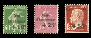 France, 1900-1950 #B31-33 Cat$227.50, 1929 Semi-Postals, set of three, never ...