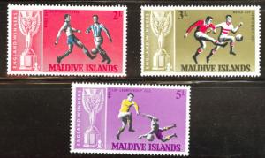 Maldives Scott 207-209 MH* 1967 Soccer short set