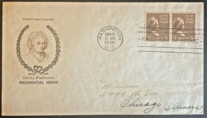 MARTHA WASHINGTON #805 MAY 5 1938 WASHINGTON DC FIRST DAY COVER (FDC) BX5