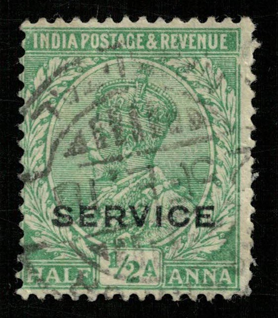 1912, India, SERVICE, 1/2 Anna, King George V (T-6071)