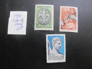 NETHERLANDS 1937 MNH SC 206-208 SET VF/XF $12 (179)