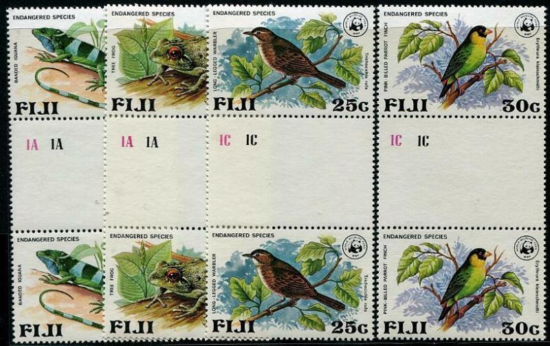 HERRICKSTAMP FIJI Sc.# 397-400 Rare W.W.F. Gutter Pair