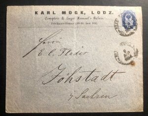 1894 Lodz Poland Russia Commercial Cover To Sachsen Germany Stamp Sc#42