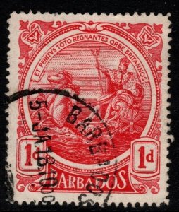 BARBADOS SG183a 1917 1d BRIGHT CARMINE-RED USED