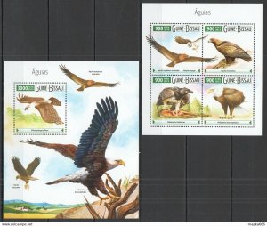 2015 Guinea-Bissau Birds Fauna Eagles Agias Kb+Bl ** Stamps St910